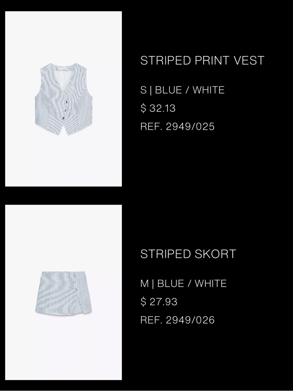 Stripped Skort and Vest Set - ZARA